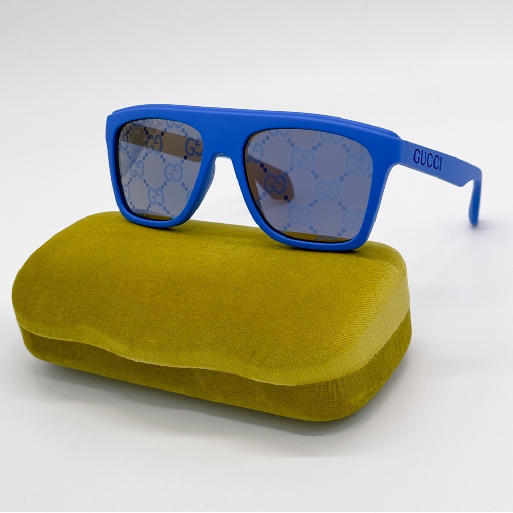 NEW GG1570S 004 GUCCI BLUE YELLOW UNISEX SUNGLASSES GG 1570S 004 GUCCI EYEWEAR